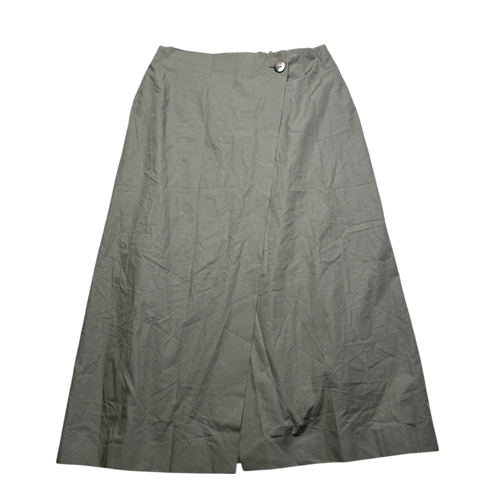 ✨ Abercrombie & Fitch Olive Green Poplin Wrap Midi Skirt M A-Line High Waist ✨
